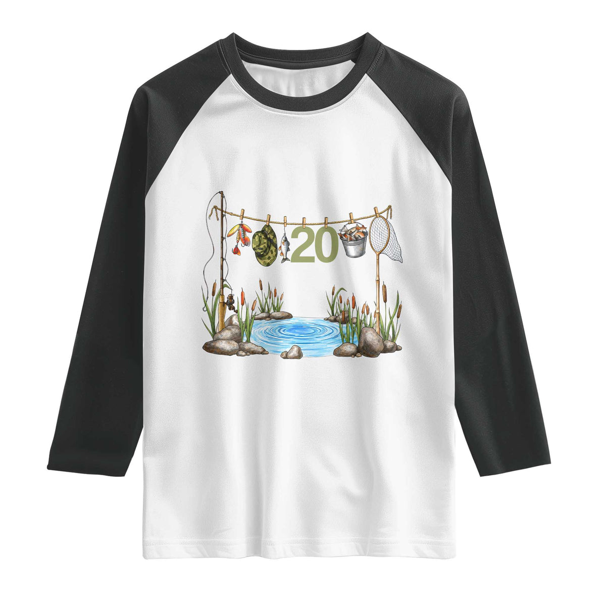 20th Birthday Fishing Raglan Shirt Fisherman Birthday Party Gift