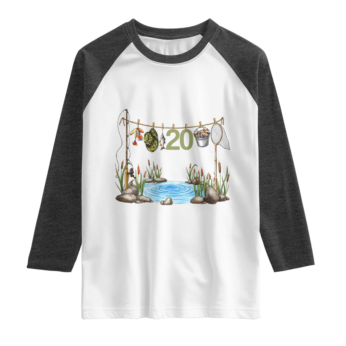 20th Birthday Fishing Raglan Shirt Fisherman Birthday Party Gift