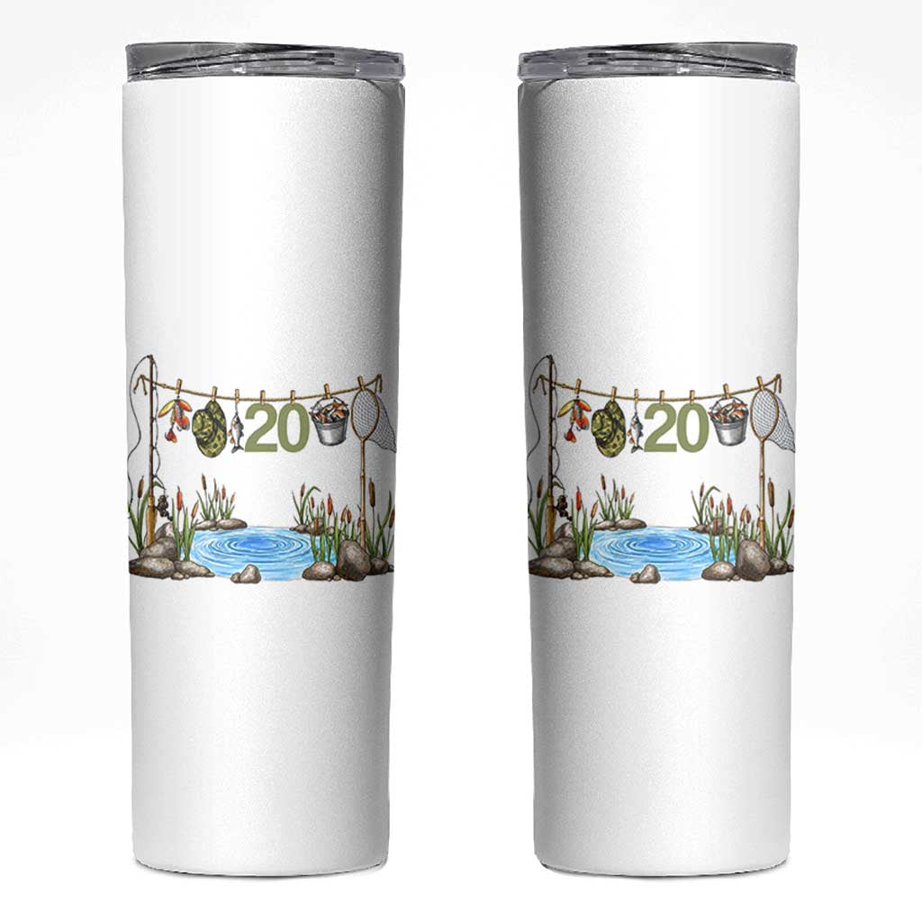 20th Birthday Fishing Skinny Tumbler Fisherman Birthday Party Gift
