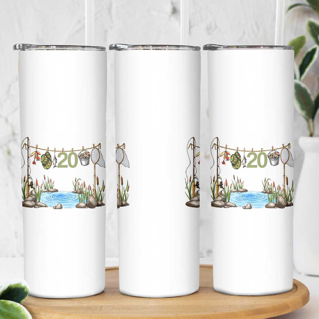 20th Birthday Fishing Skinny Tumbler Fisherman Birthday Party Gift