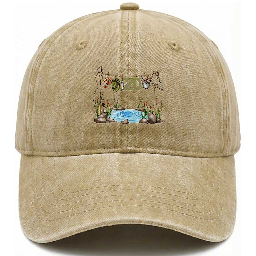20th Birthday Fishing Washed Cotton Baseball Cap Fisherman Birthday Party Gift