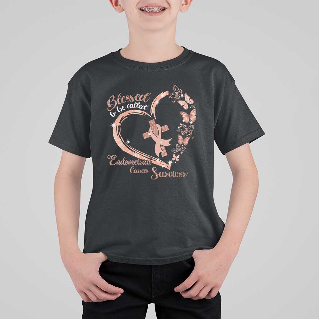 Endometrial Cancer Warrior Gift T Shirt For Kid Blessed To Be Called A Survivor
