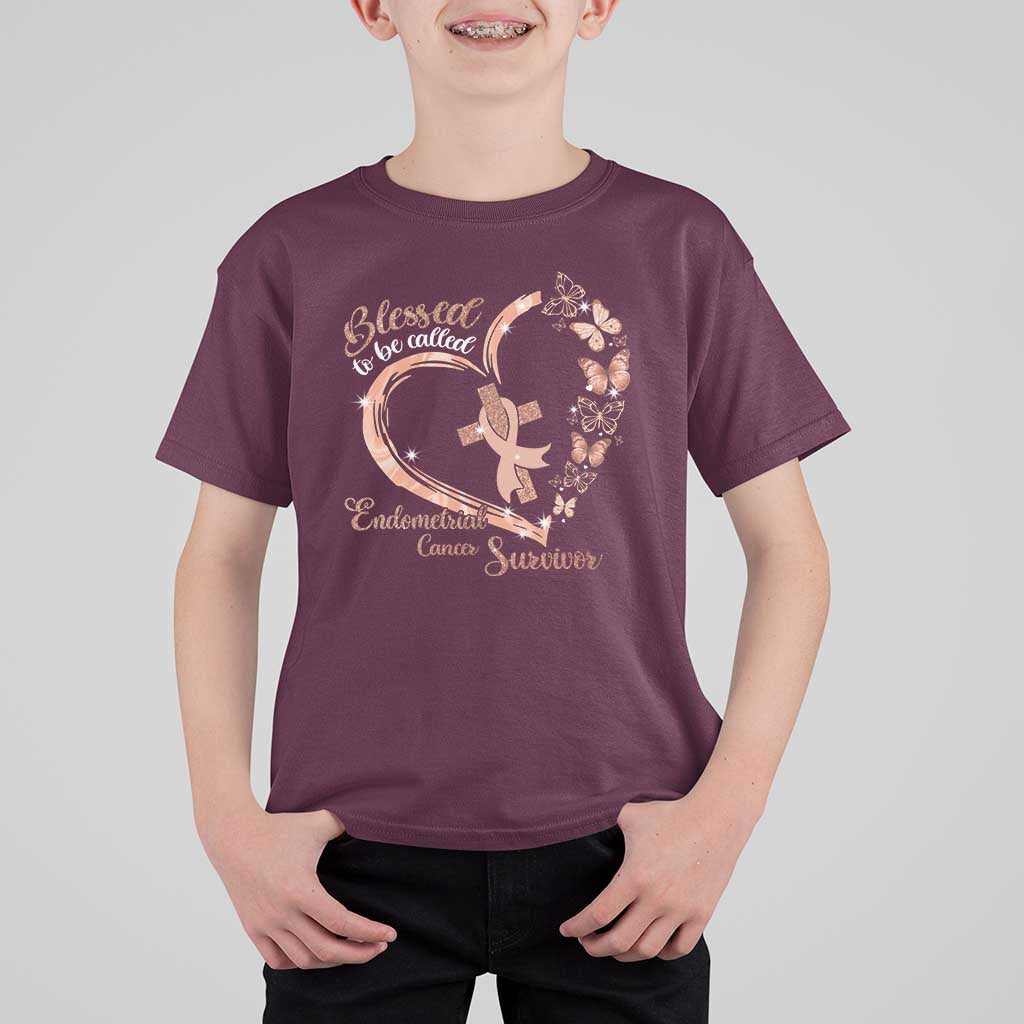 Endometrial Cancer Warrior Gift T Shirt For Kid Blessed To Be Called A Survivor