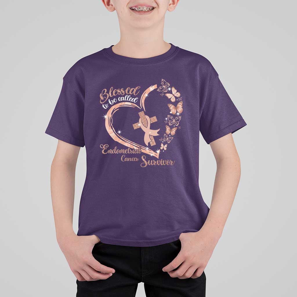 Endometrial Cancer Warrior Gift T Shirt For Kid Blessed To Be Called A Survivor