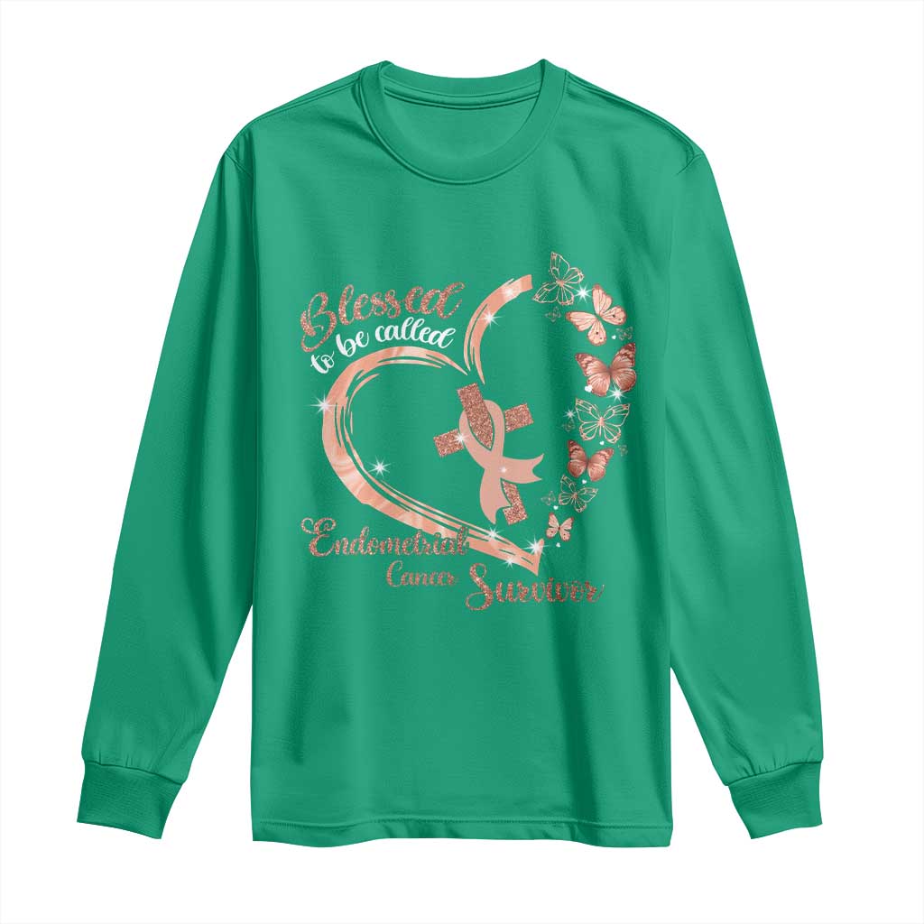 Endometrial Cancer Warrior Gift Long Sleeve Shirt Blessed To Be Called A Survivor