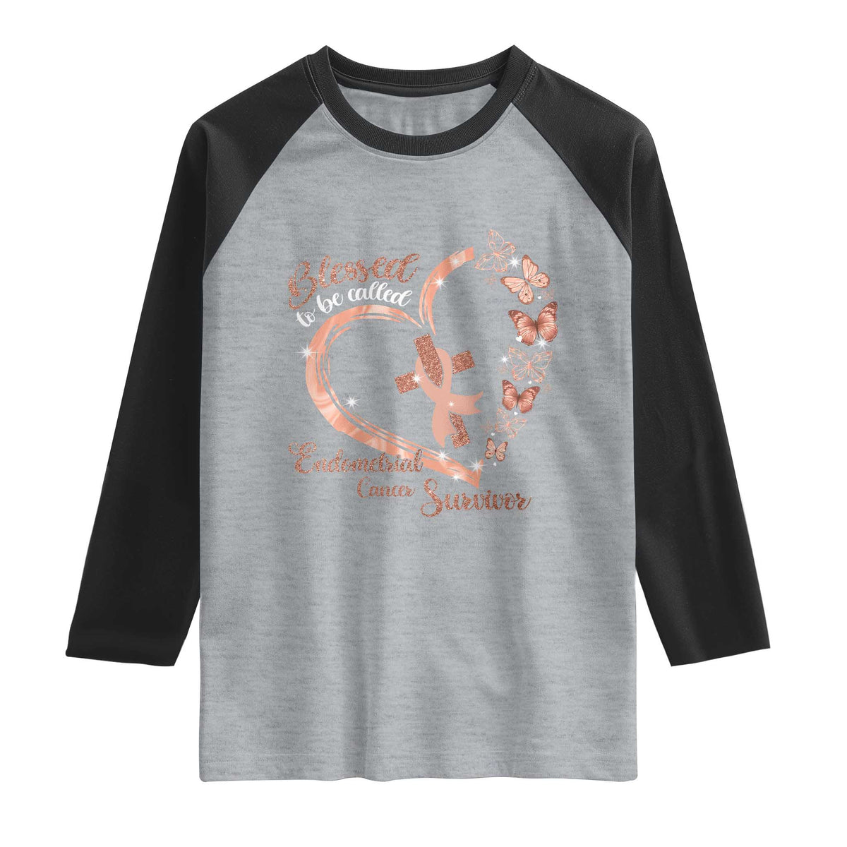 Endometrial Cancer Warrior Gift Raglan Shirt Blessed To Be Called A Survivor