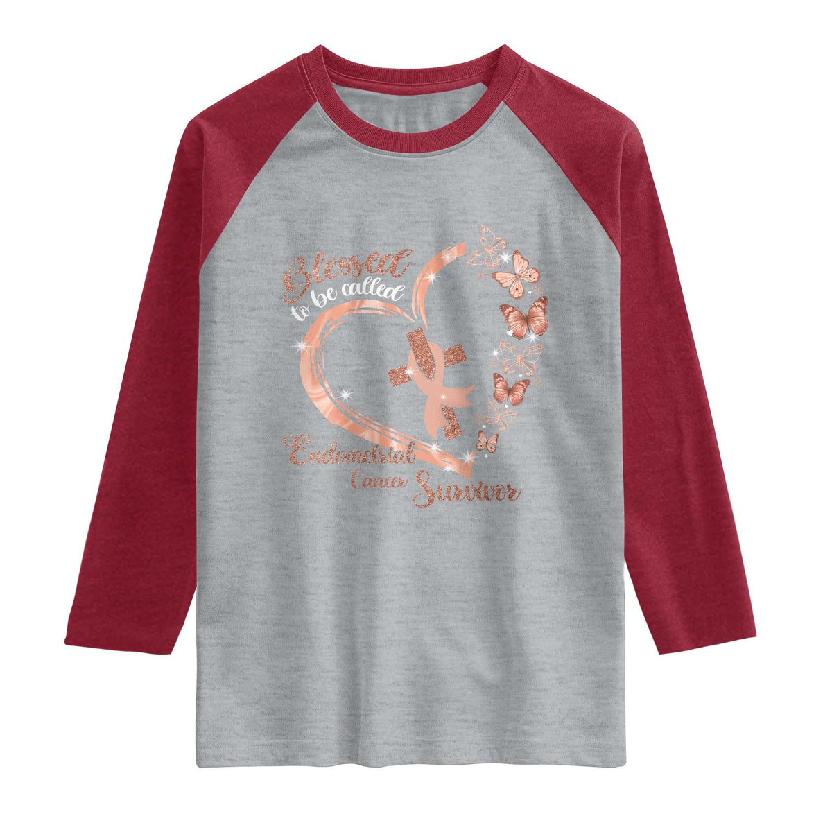 Endometrial Cancer Warrior Gift Raglan Shirt Blessed To Be Called A Survivor
