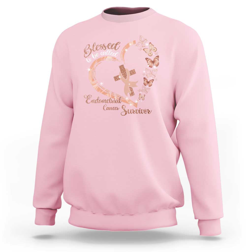 Endometrial Cancer Warrior Gift Sweatshirt Blessed To Be Called A Survivor