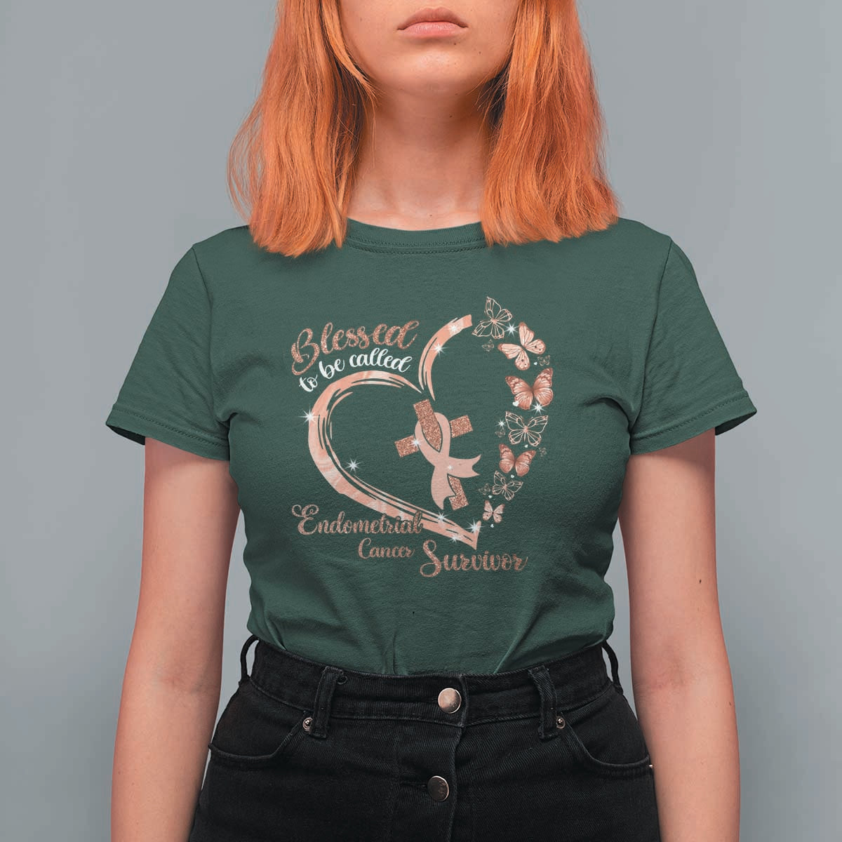 Endometrial Cancer Warrior Gift T Shirt For Women Blessed To Be Called A Survivor