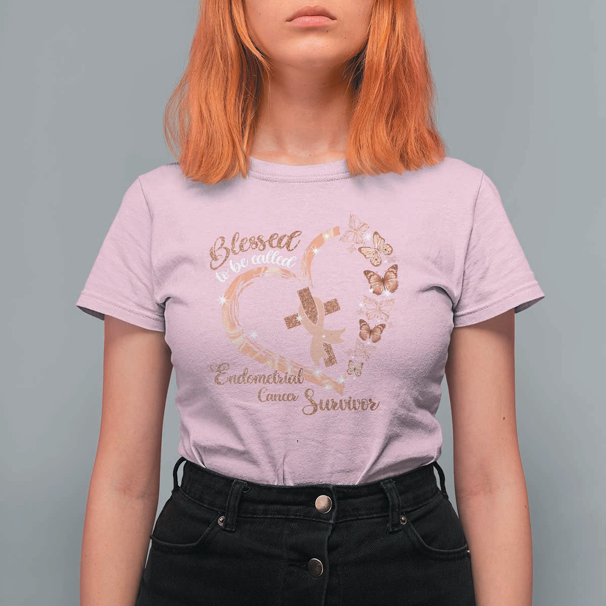 Endometrial Cancer Warrior Gift T Shirt For Women Blessed To Be Called A Survivor