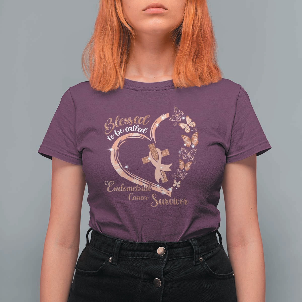Endometrial Cancer Warrior Gift T Shirt For Women Blessed To Be Called A Survivor