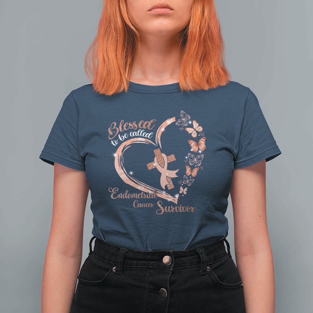 Endometrial Cancer Warrior Gift T Shirt For Women Blessed To Be Called A Survivor