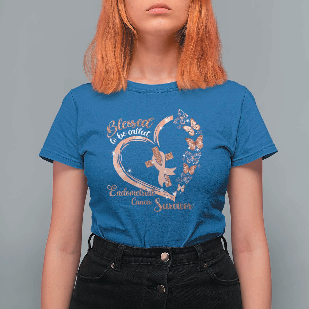 Endometrial Cancer Warrior Gift T Shirt For Women Blessed To Be Called A Survivor