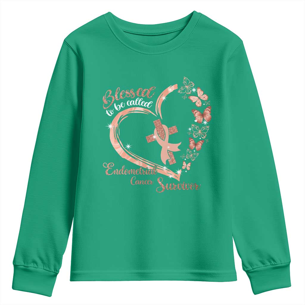 Endometrial Cancer Warrior Gift Youth Sweatshirt Blessed To Be Called A Survivor