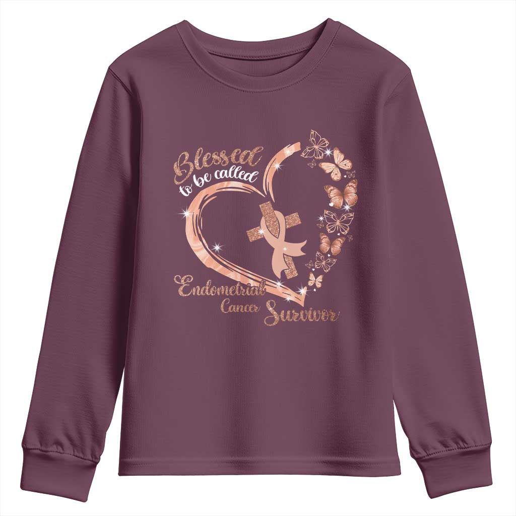 Endometrial Cancer Warrior Gift Youth Sweatshirt Blessed To Be Called A Survivor
