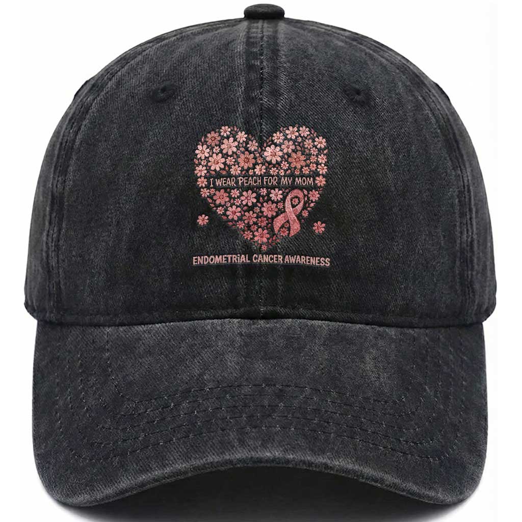 Endometrial Cancer Family Support Washed Cotton Baseball Cap I Wear Peach For My Mom