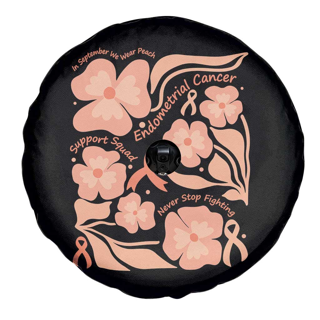 Endometrial Cancer Support Squad Floral Gift Spare Tire Cover In September We Wear Peach