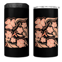 Endometrial Cancer Support Squad Floral Gift 4 in 1 Can Cooler Tumbler In September We Wear Peach