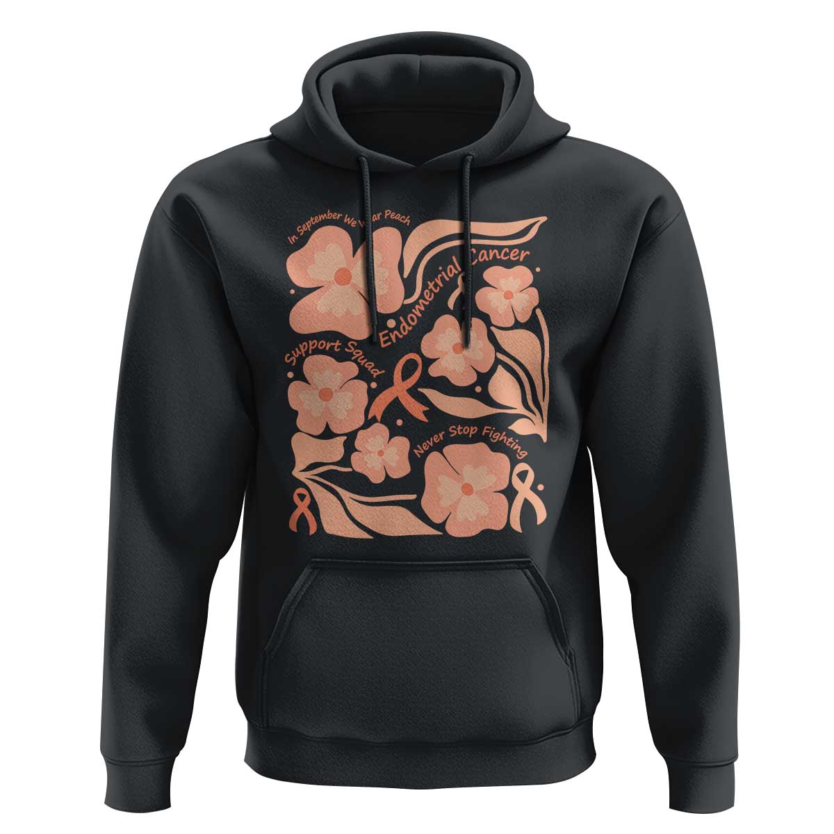 Endometrial Cancer Support Squad Floral Gift Hoodie In September We Wear Peach