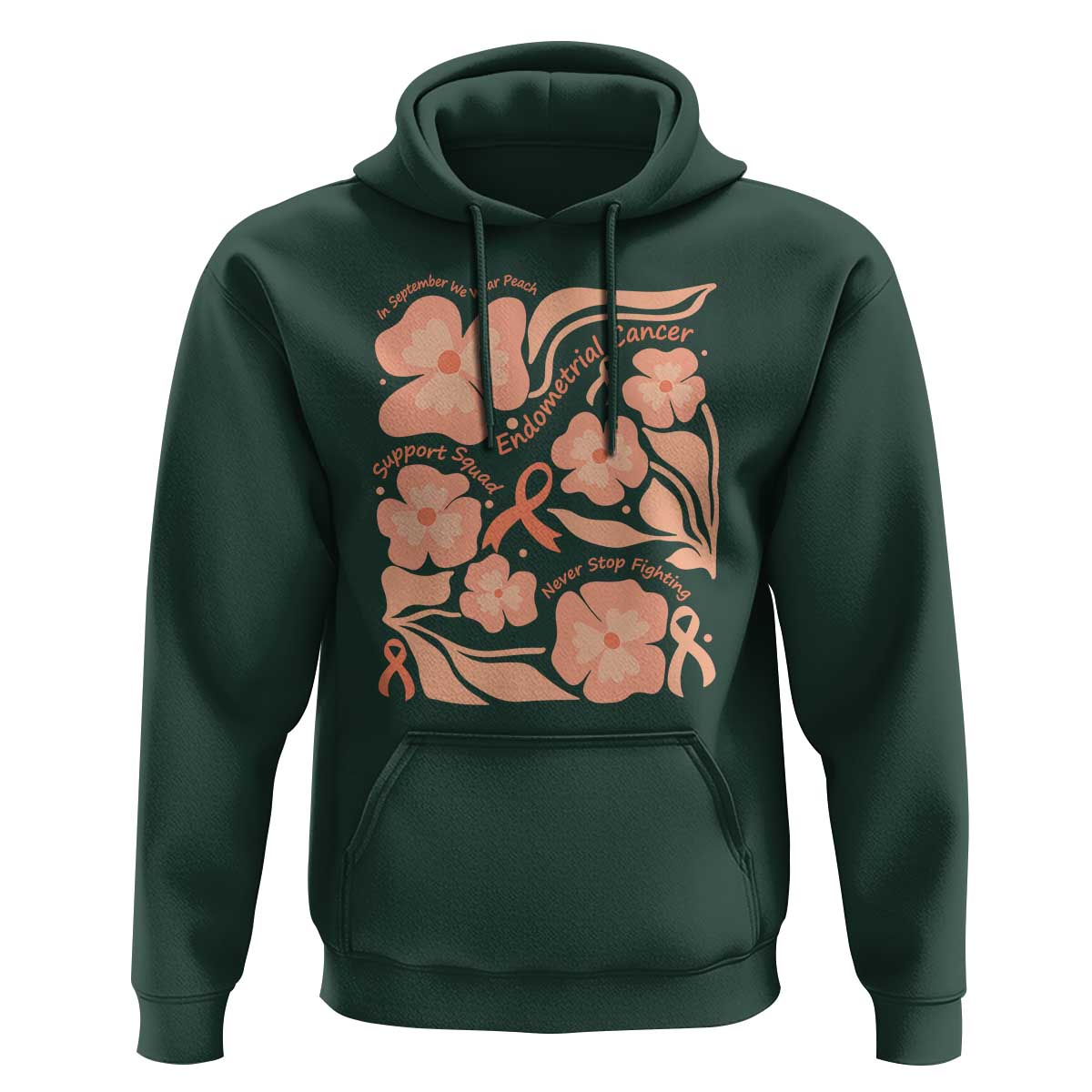 Endometrial Cancer Support Squad Floral Gift Hoodie In September We Wear Peach