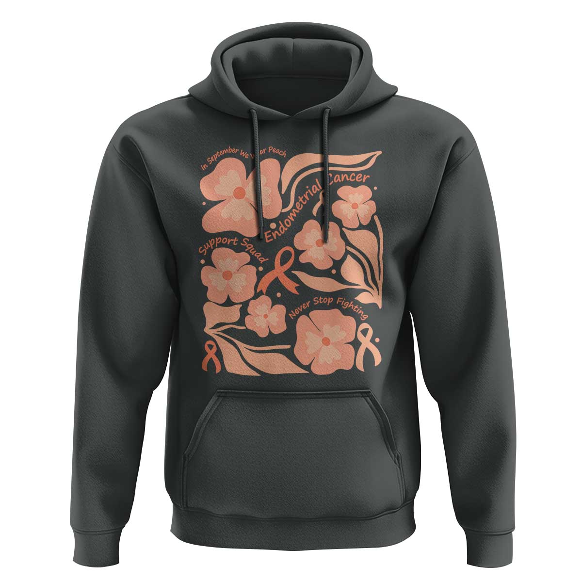 Endometrial Cancer Support Squad Floral Gift Hoodie In September We Wear Peach