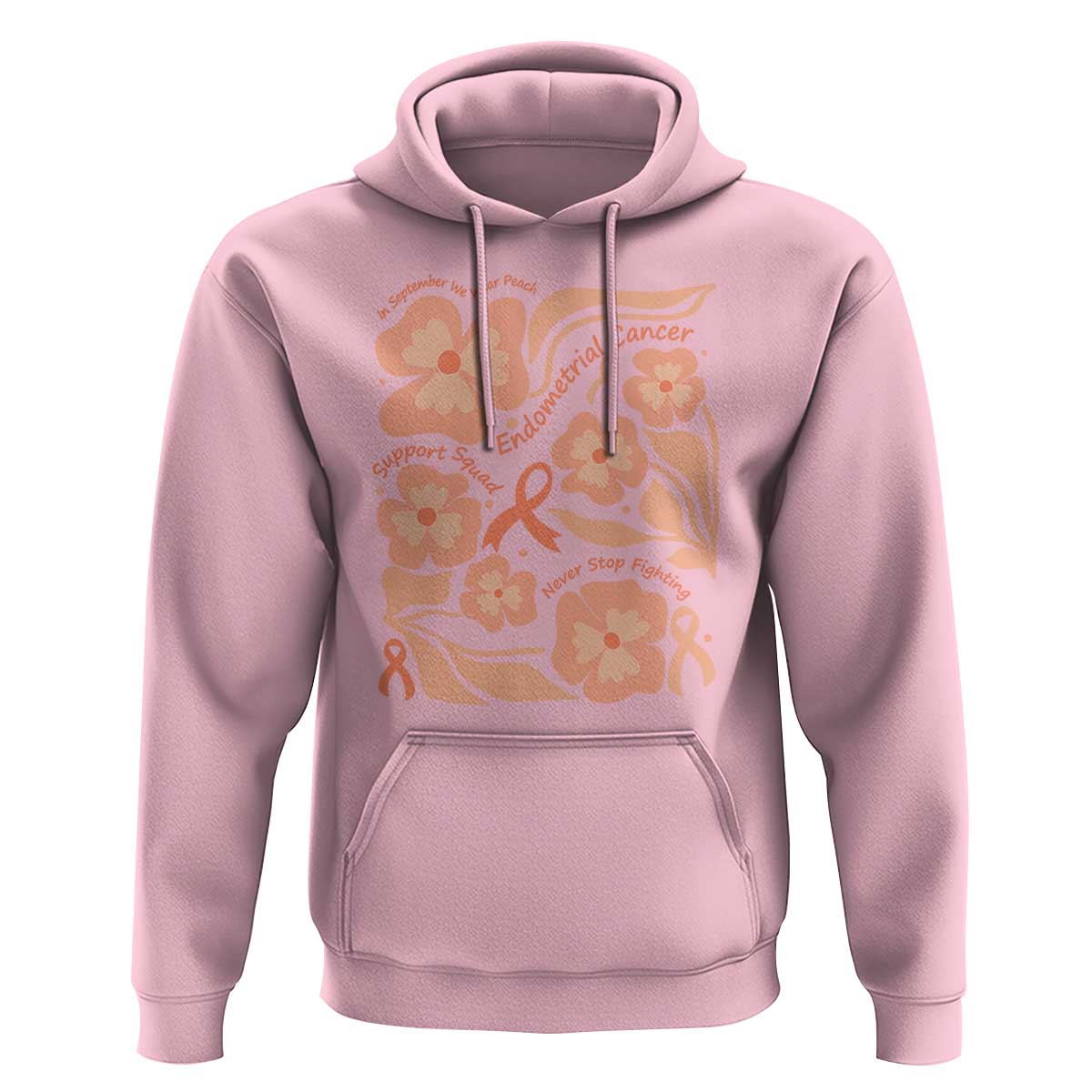 Endometrial Cancer Support Squad Floral Gift Hoodie In September We Wear Peach