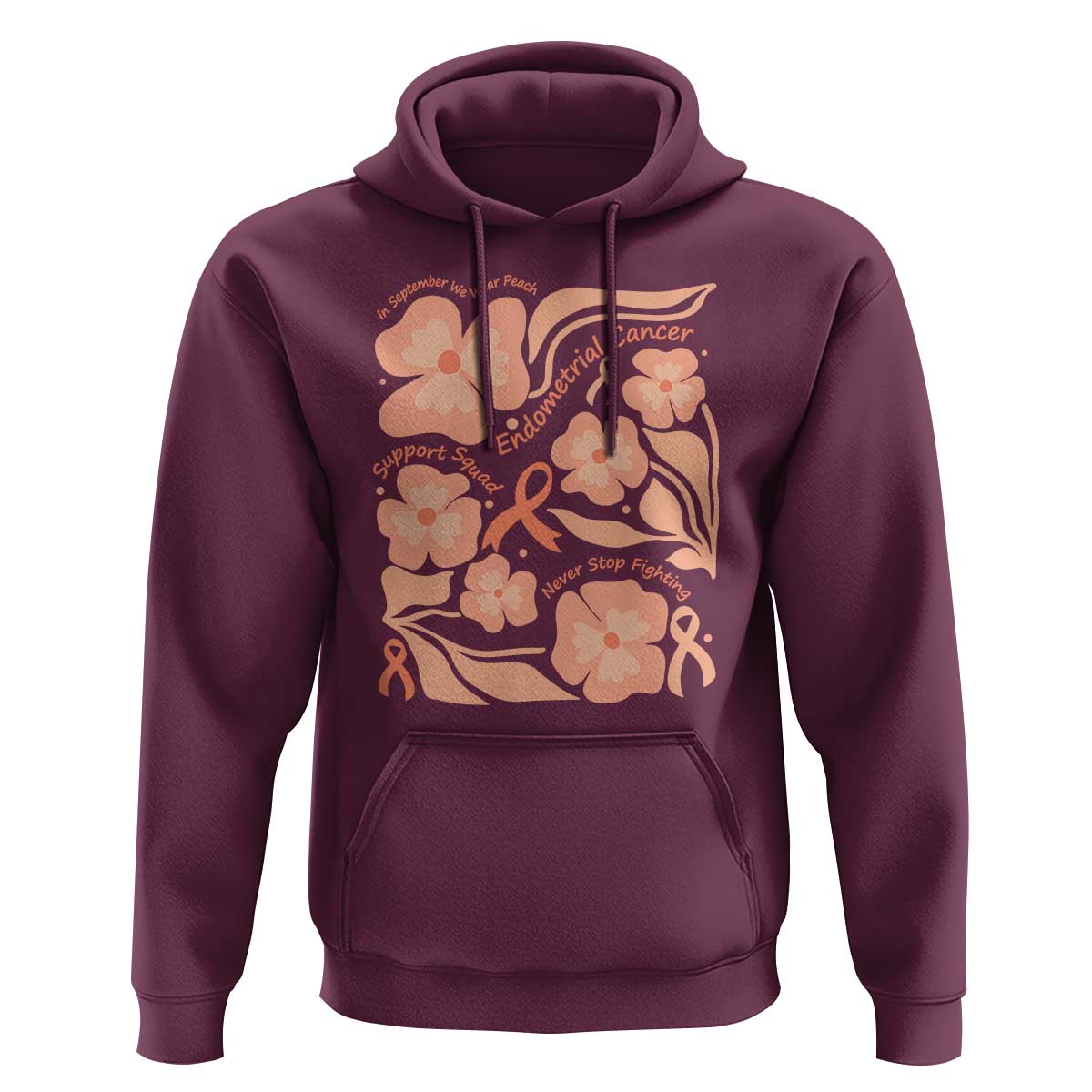 Endometrial Cancer Support Squad Floral Gift Hoodie In September We Wear Peach