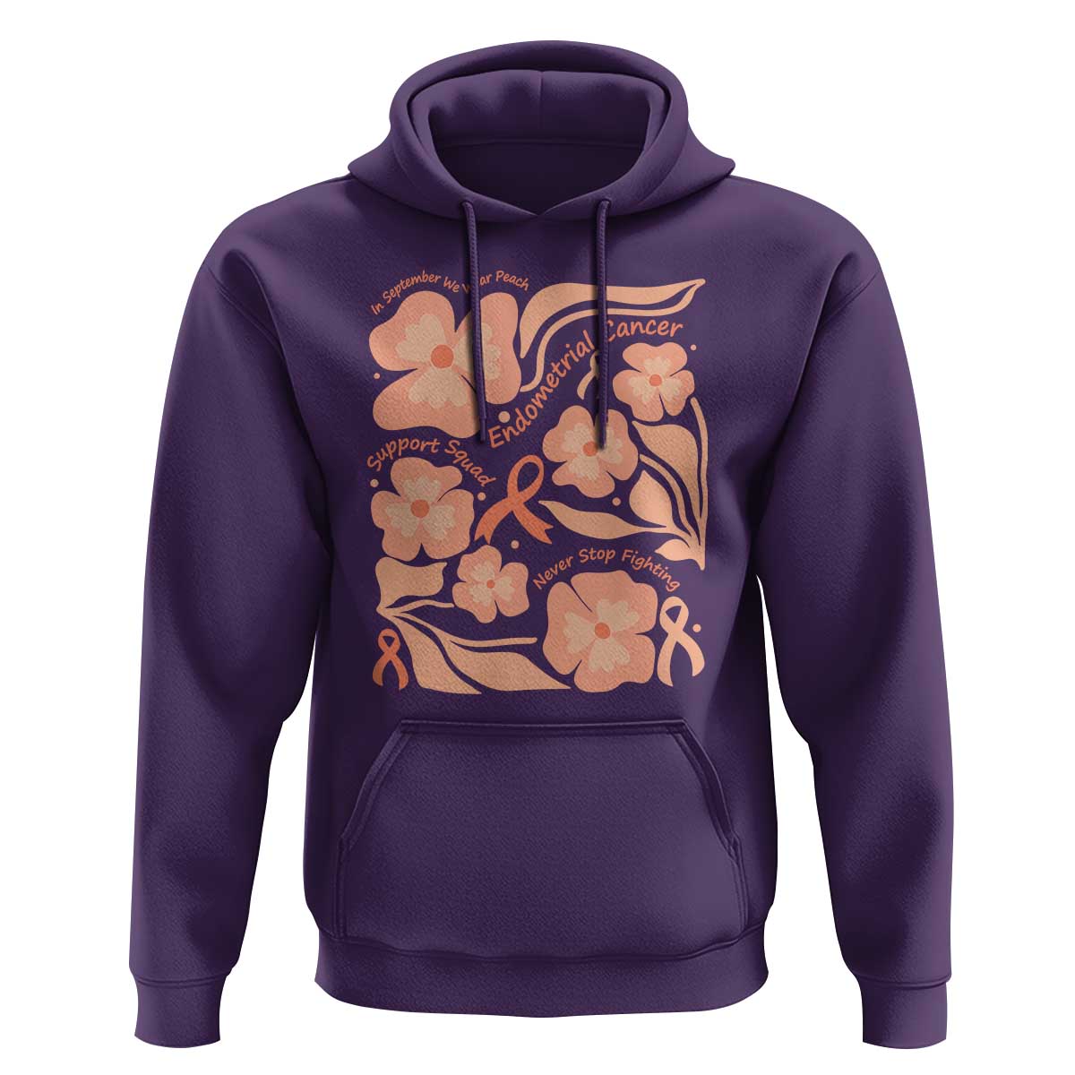 Endometrial Cancer Support Squad Floral Gift Hoodie In September We Wear Peach