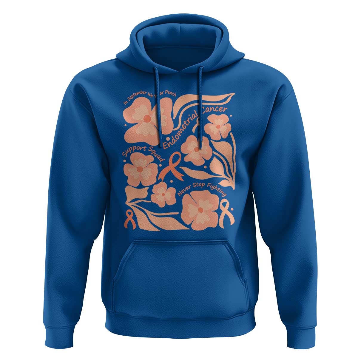 Endometrial Cancer Support Squad Floral Gift Hoodie In September We Wear Peach