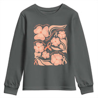 Endometrial Cancer Support Squad Floral Gift Youth Sweatshirt In September We Wear Peach
