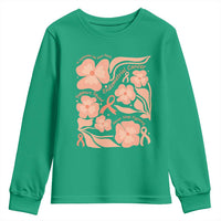 Endometrial Cancer Support Squad Floral Gift Youth Sweatshirt In September We Wear Peach