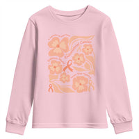 Endometrial Cancer Support Squad Floral Gift Youth Sweatshirt In September We Wear Peach