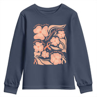 Endometrial Cancer Support Squad Floral Gift Youth Sweatshirt In September We Wear Peach