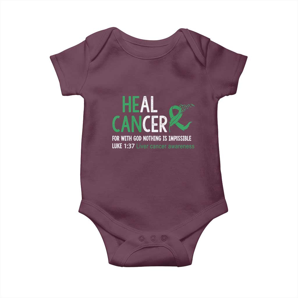Heal Cancer Nothing Is Impossible With God Baby Onesie Liver Cancer Support Gift