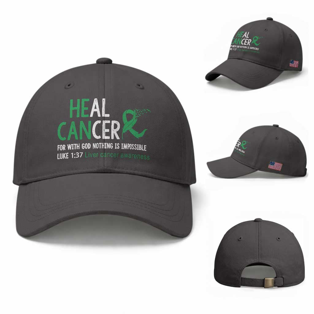 Heal Cancer Nothing Is Impossible With God Baseball Cap Liver Cancer Support Gift