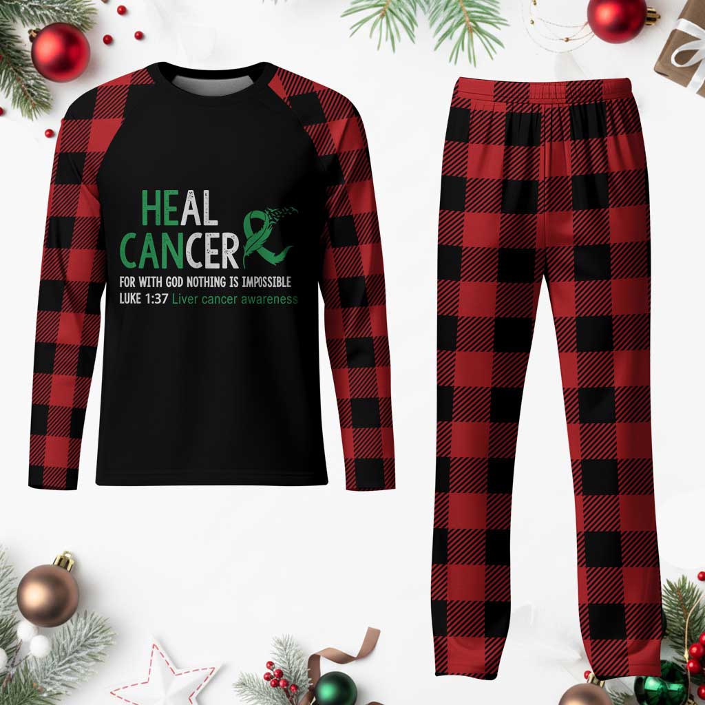 Heal Cancer Nothing Is Impossible With God Plaid Pajama Set Liver Cancer Support Gift