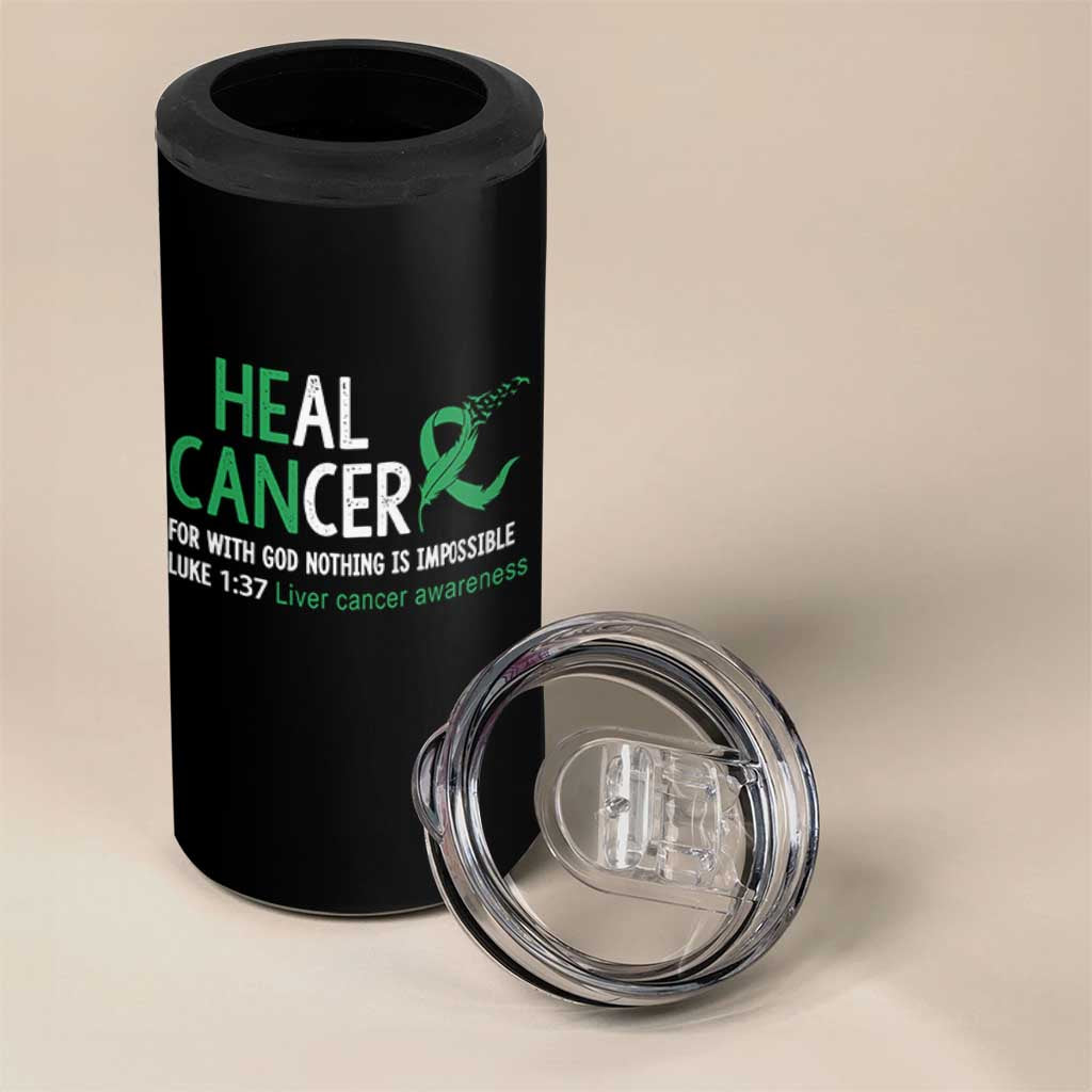 Heal Cancer Nothing Is Impossible With God 4 in 1 Can Cooler Tumbler Liver Cancer Support Gift