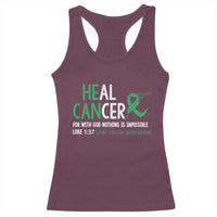 Heal Cancer Nothing Is Impossible With God Racerback Tank Top Liver Cancer Support Gift