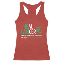Heal Cancer Nothing Is Impossible With God Racerback Tank Top Liver Cancer Support Gift