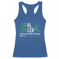 Heal Cancer Nothing Is Impossible With God Racerback Tank Top Liver Cancer Support Gift