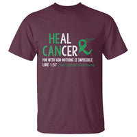 Heal Cancer Nothing Is Impossible With God T Shirt Liver Cancer Support Gift