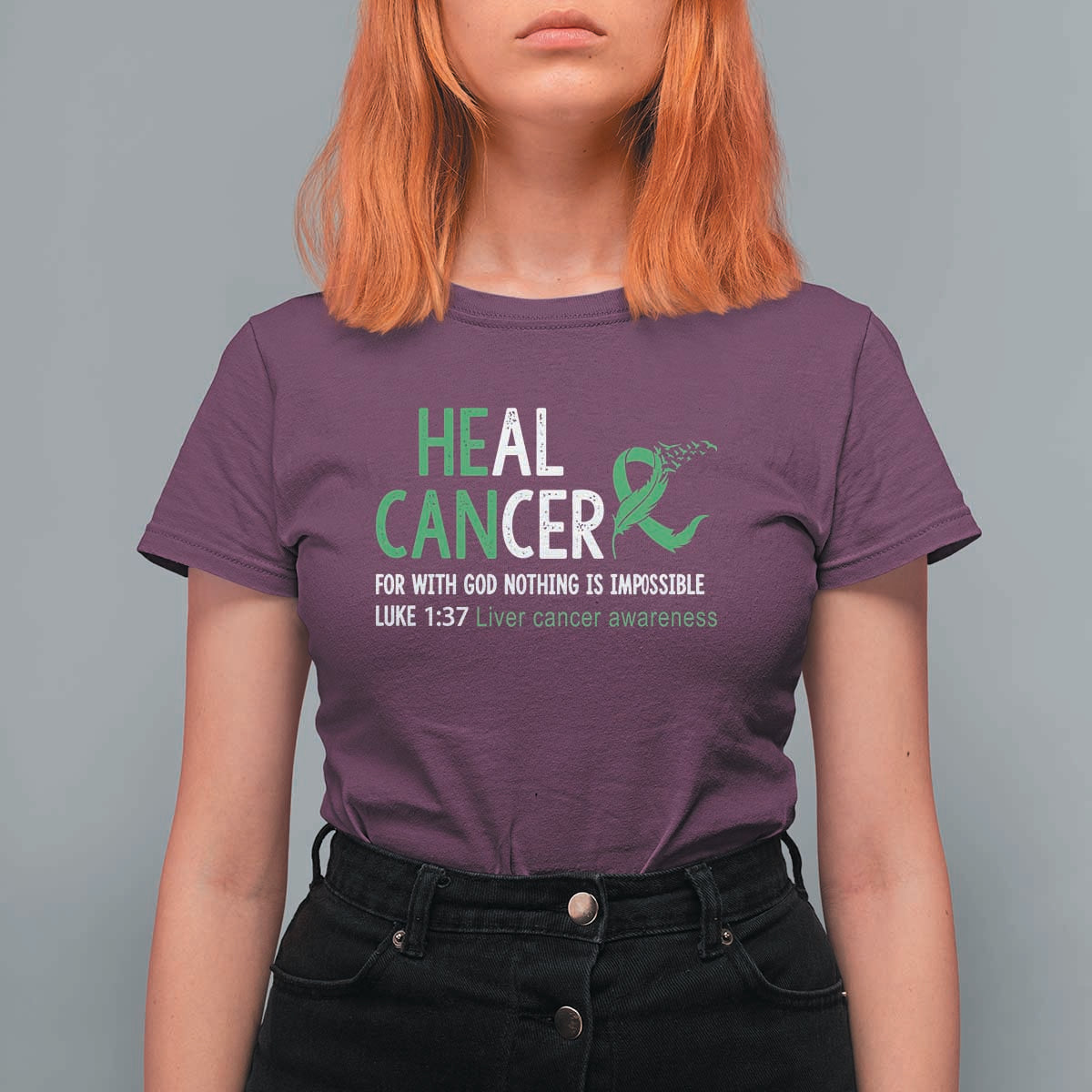 Heal Cancer Nothing Is Impossible With God T Shirt For Women Liver Cancer Support Gift