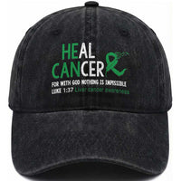 Heal Cancer Nothing Is Impossible With God Washed Cotton Baseball Cap Liver Cancer Support Gift
