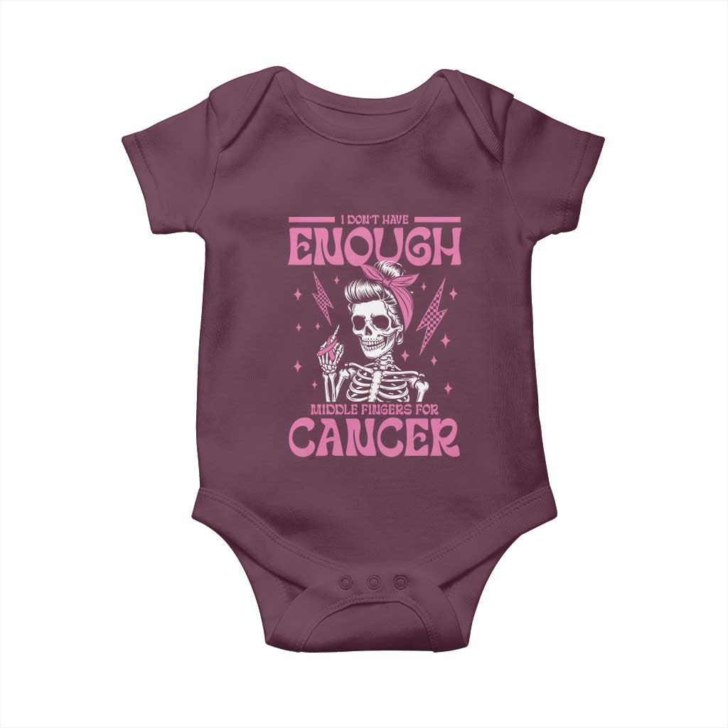 Funny Skeleton Breast Cancer Baby Onesie I Dont Have Enough Middle Fingers