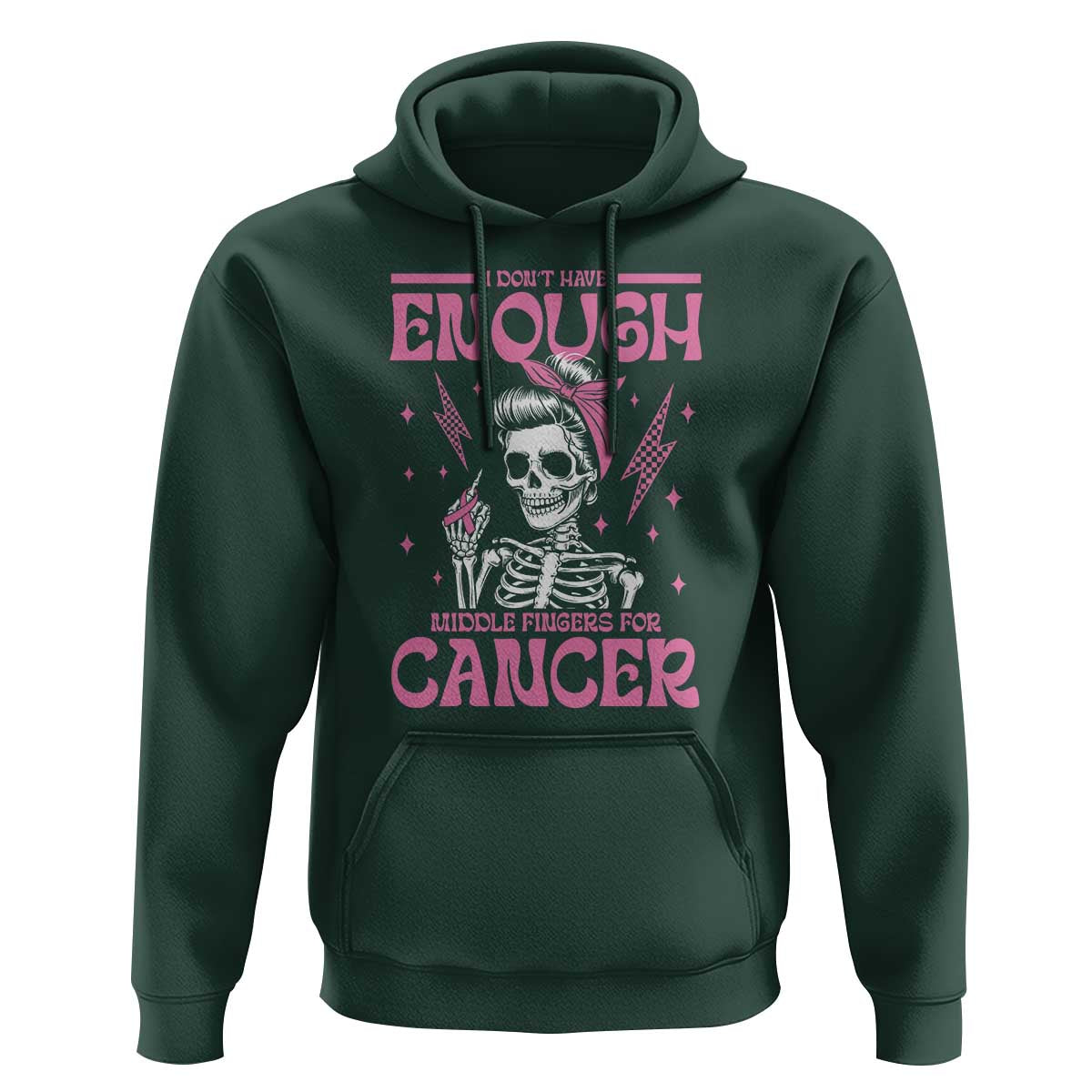 Funny Skeleton Breast Cancer Hoodie I Dont Have Enough Middle Fingers