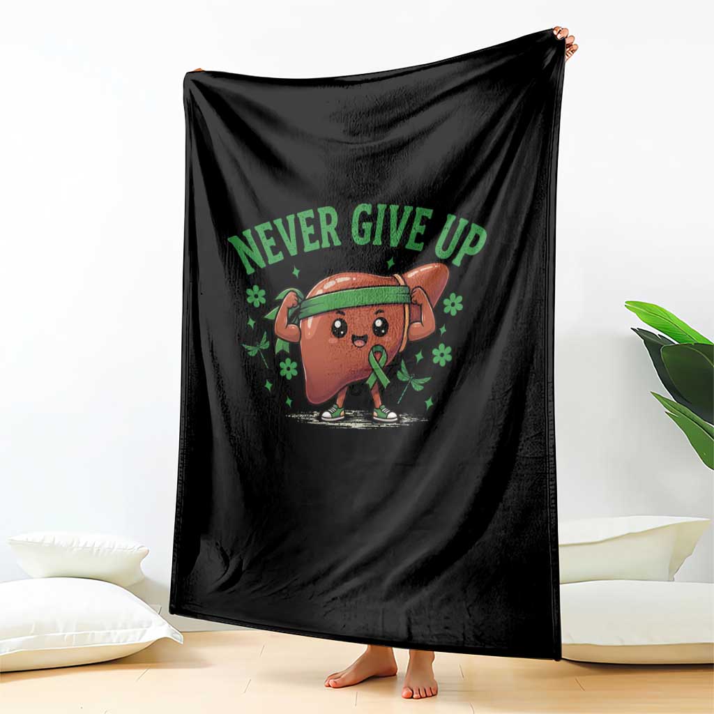 Liver Cancer Awareness Transplant Support Throw Blanket Never Give Up Nurse Gift