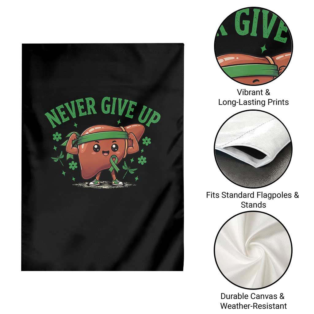 Liver Cancer Awareness Transplant Support Garden Flag Never Give Up Nurse Gift