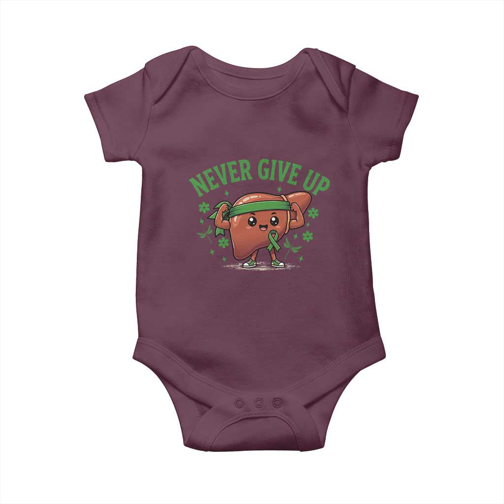 Liver Cancer Awareness Transplant Support Baby Onesie Never Give Up Nurse Gift