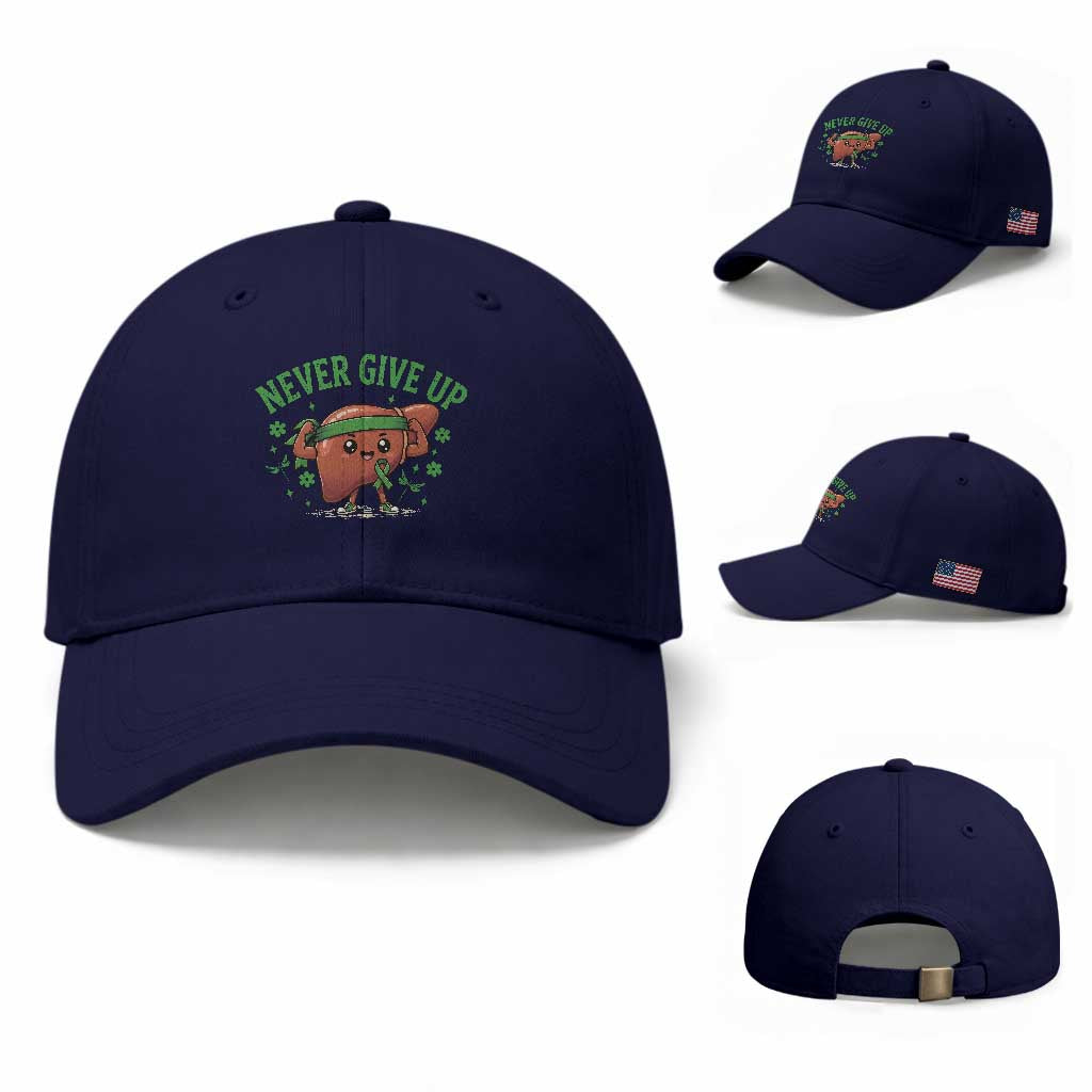 Liver Cancer Awareness Transplant Support Baseball Cap Never Give Up Nurse Gift