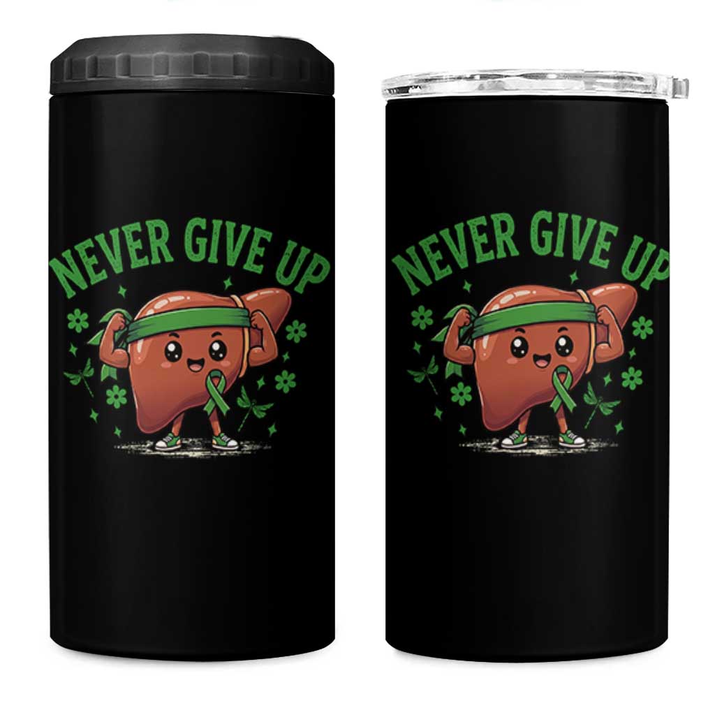 Liver Cancer Awareness Transplant Support 4 in 1 Can Cooler Tumbler Never Give Up Nurse Gift